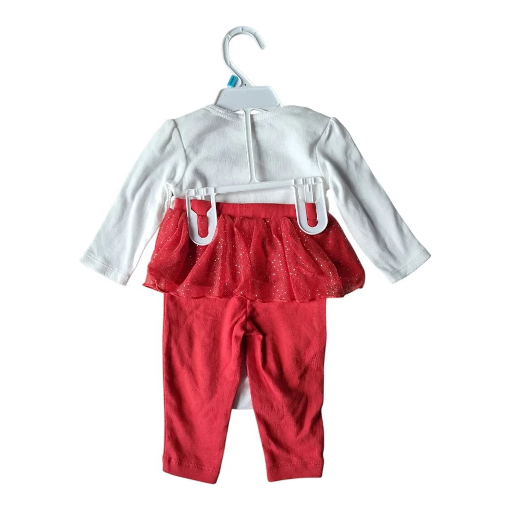 Carter's Holiday/Winter 2-piece Bodysuit & Tutu‎ Pants Set 6 Months Red & White